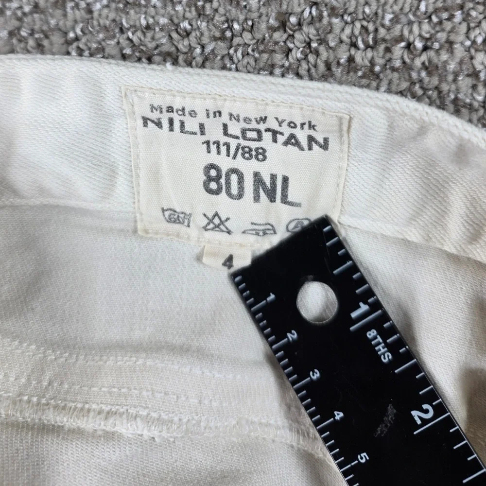 Nili Lotan 111/88 80NL White Straight Leg‎ Denim Jeans Womens Made in USA Size 4